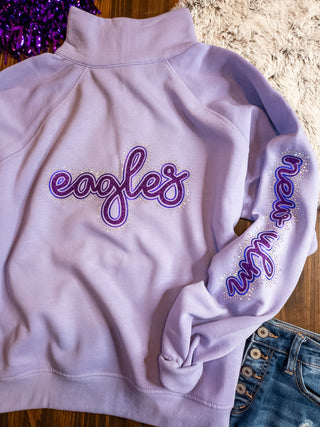 New Ulm Eagles Rhinestone Orchid Half Zip Pullover - Ladies Fit