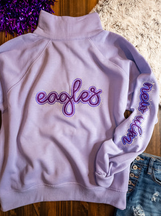 New Ulm Eagles Rhinestone Orchid Half Zip Pullover - Ladies Fit