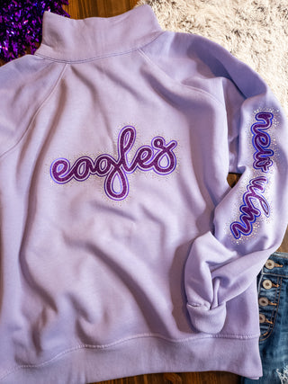 New Ulm Eagles Rhinestone Orchid Half Zip Pullover - Ladies Fit