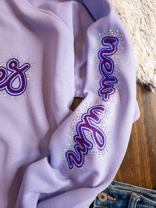 New Ulm Eagles Rhinestone Orchid Half Zip Pullover - Ladies Fit