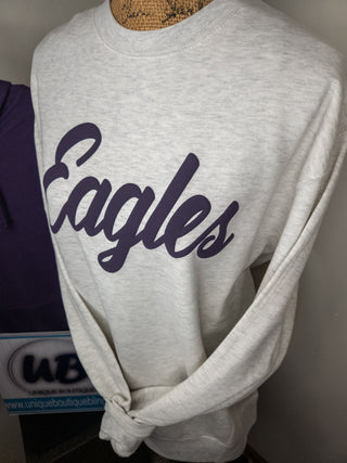Eagles Puff Oatmeal Plush Crewneck Sweatshirt