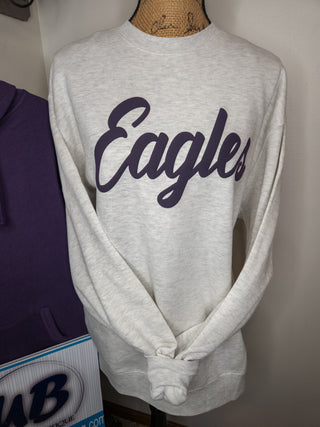 Eagles Puff Oatmeal Plush Crewneck Sweatshirt
