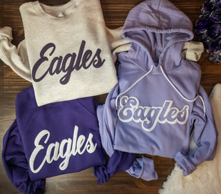 Eagles Puff Print Purple Crewneck Sweatshirt