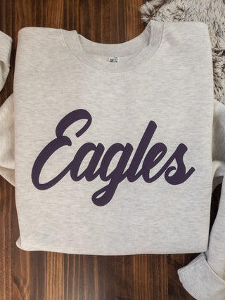 Eagles Puff Oatmeal Plush Crewneck Sweatshirt