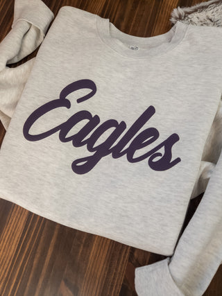 Eagles Puff Oatmeal Plush Crewneck Sweatshirt