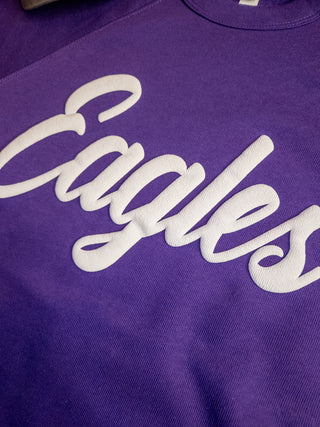 Eagles Puff Print Purple Crewneck Sweatshirt