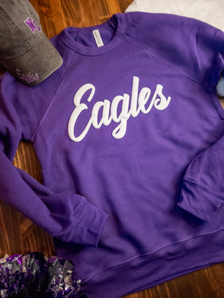 Eagles Puff Print Purple Crewneck Sweatshirt