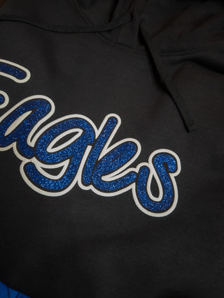 IW Eagles Sparkle and Puff Black Sleeve Swoosh Nike Hoodie With Sleeve Print