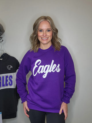 Eagles Puff Print Purple Crewneck Sweatshirt