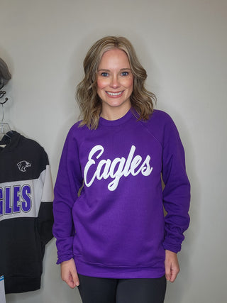 Eagles Puff Print Purple Crewneck Sweatshirt