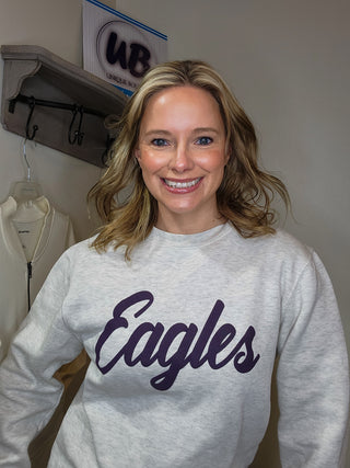 Eagles Puff Oatmeal Plush Crewneck Sweatshirt