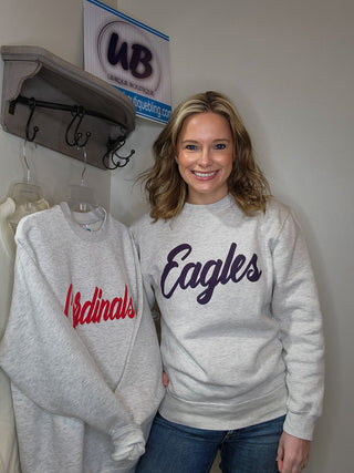 Eagles Puff Oatmeal Plush Crewneck Sweatshirt