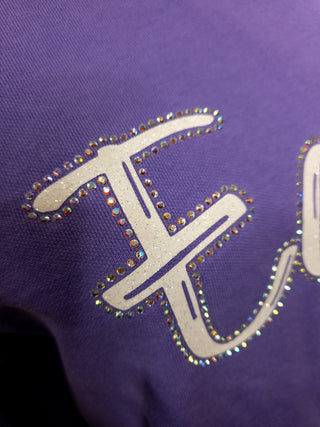 Eagles Rhinestone Dyed Violet Crewneck Sweatshirt