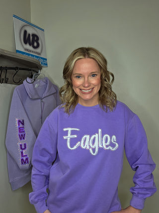 Eagles Rhinestone Dyed Violet Crewneck Sweatshirt