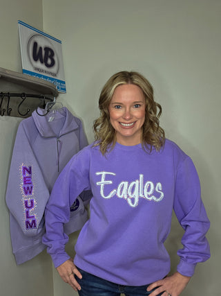 Eagles Rhinestone Dyed Violet Crewneck Sweatshirt