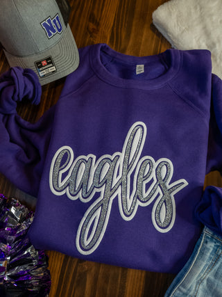 Eagles Sparkle and Puff Purple Crewneck Sweatshirt