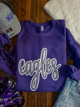 Eagles Sparkle and Puff Purple Crewneck Sweatshirt