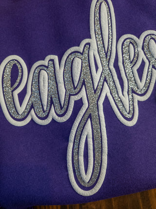 Eagles Sparkle and Puff Purple Crewneck Sweatshirt