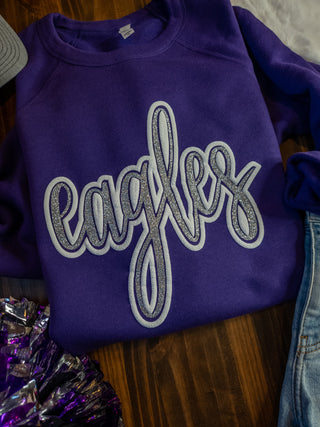 Eagles Sparkle and Puff Purple Crewneck Sweatshirt