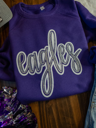 Eagles Sparkle and Puff Purple Crewneck Sweatshirt