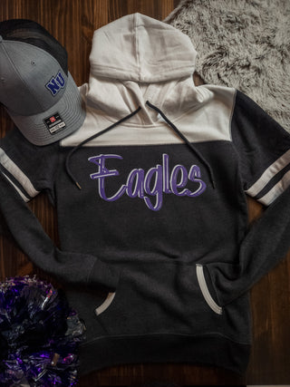 Eagles Heather Black Varsity Hoodie - Ladies Fit