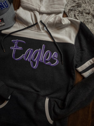 Eagles Heather Black Varsity Hoodie - Ladies Fit