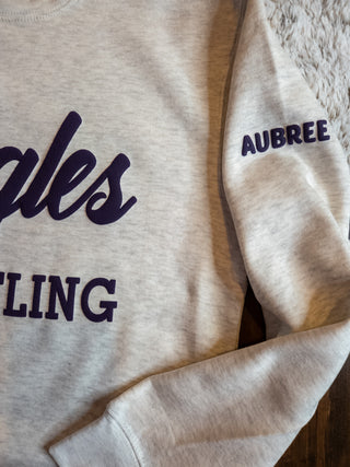 Eagles Wrestling Puff Oatmeal Plush Crewneck Sweatshirt