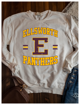 Ellsworth Panthers Dyed Fleece White Crewneck Sweatshirt
