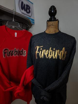 Firebirds Pep Rally Ribbed Crewneck Sweatshirt - Black