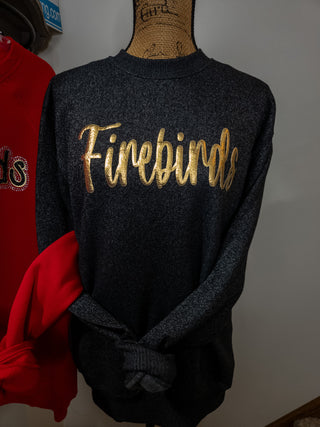 Firebirds Pep Rally Ribbed Crewneck Sweatshirt - Black