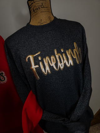 Firebirds Pep Rally Ribbed Crewneck Sweatshirt - Black