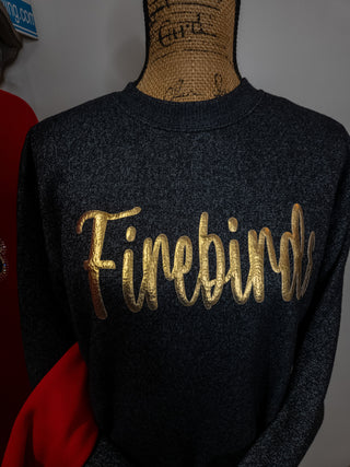 Firebirds Pep Rally Ribbed Crewneck Sweatshirt - Black