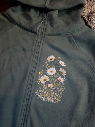 Floral Sea Sage Ladies Relaxed Hooded Full Zip