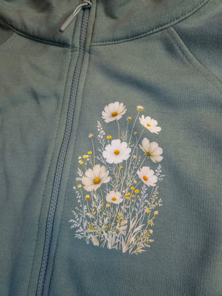 Floral Sea Sage Ladies Relaxed Hooded Full Zip