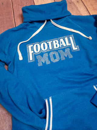 Football Mom Rhinestone Cowl Neck