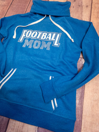 Football Mom Rhinestone Cowl Neck