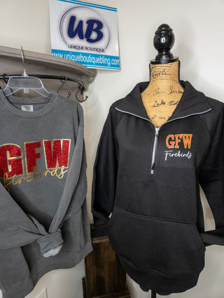 GFW Firebirds Black Half Zip Pullover - Ladies Fit