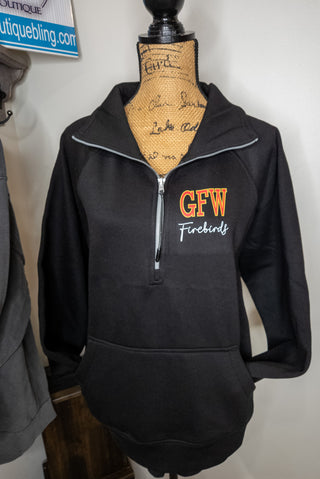 GFW Firebirds Black Half Zip Pullover - Ladies Fit