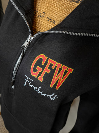 GFW Firebirds Black Half Zip Pullover - Ladies Fit