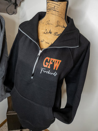 GFW Firebirds Black Half Zip Pullover - Ladies Fit