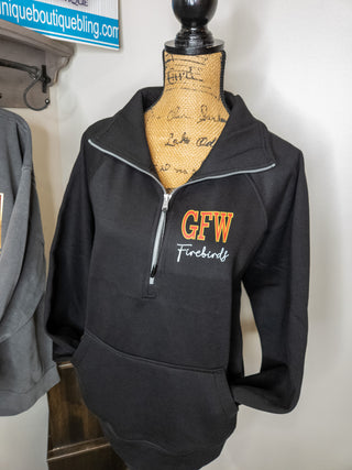 GFW Firebirds Black Half Zip Pullover - Ladies Fit