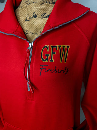 GFW Firebirds Red Half Zip Pullover - Ladies Fit