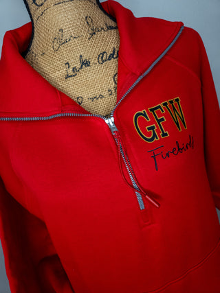 GFW Firebirds Red Half Zip Pullover - Ladies Fit
