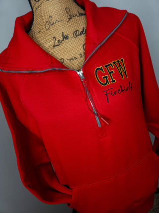 GFW Firebirds Red Half Zip Pullover - Ladies Fit