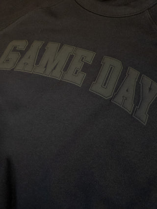 Game Day Black Puff Print Black Crewneck Sweatshirt