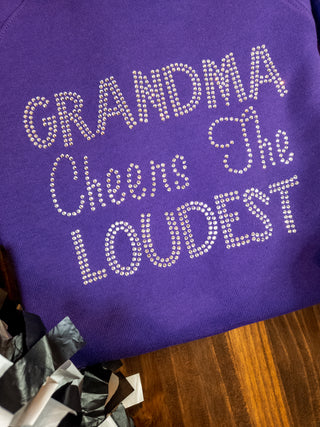 Grandma Cheers The Loudest Rhinestone Purple Crewneck Sweatshirt