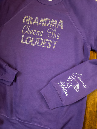 Eagles Grandma Cheers The Loudest Rhinestone Purple Crewneck Sweatshirt