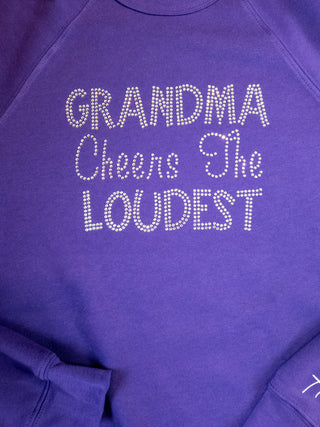 Eagles Grandma Cheers The Loudest Rhinestone Purple Crewneck Sweatshirt