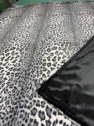 Grey Leopard Spotted Minky w/ Black Minky backing *READY TO SHIP