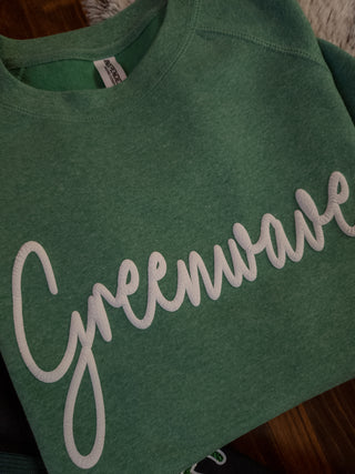 Greenwave Puff Heather Green Crewneck Sweatshirt